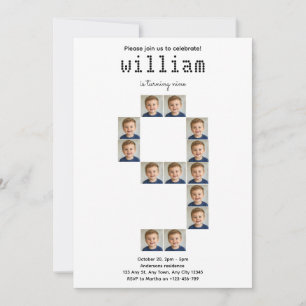Cloud Nine Photo Collage Birthday Invitation