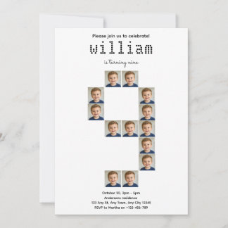 Cloud Nine Photo Collage Birthday Invitation