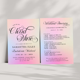 Cloud Nine Pink Gradient Bachelorette Weekend Invitation