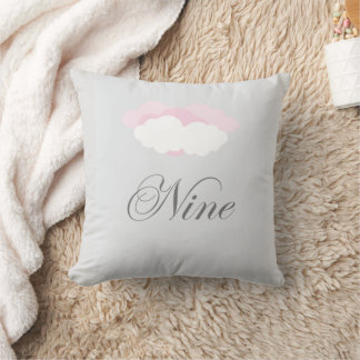 Cloud Nine Positive Feeling Pink and Gray Text Cushion