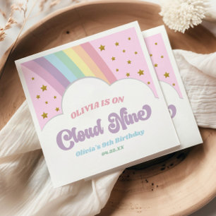 Cloud Nine Rainbow and Stars 9th Birthday Party Napkin