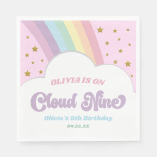 Cloud Nine Rainbow and Stars 9th Birthday Party Napkin