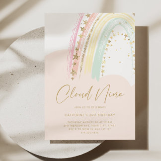 Cloud Nine Rainbow Birthday Invitation