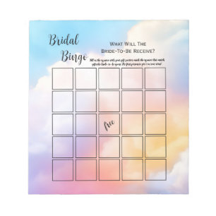 Cloud nine rainbow Bridal Shower Bingo Party Game Notepad