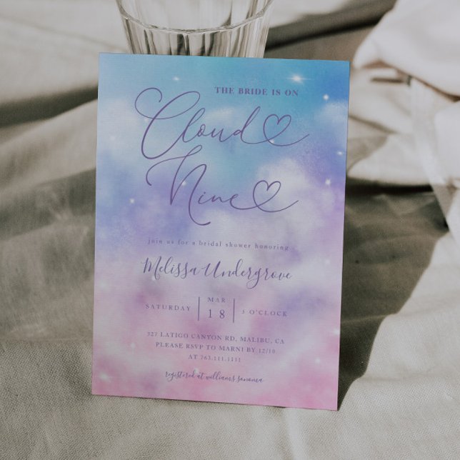 Cloud Nine Romantic Bridal Shower  Invitation (Creator Uploaded)