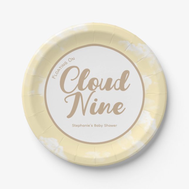 Cloud Nine Sky - Custom Baby Shower Disposable Paper Plate (Front)