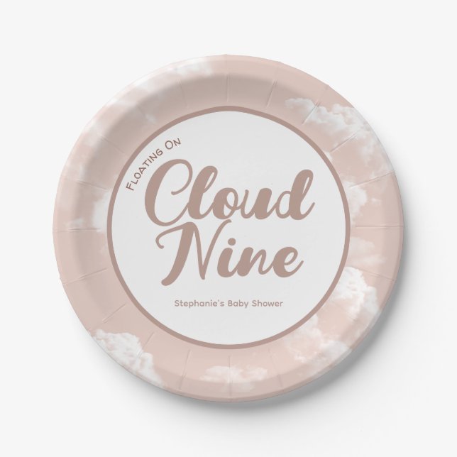 Cloud Nine Sky - Custom Baby Shower Disposable Paper Plate (Front)