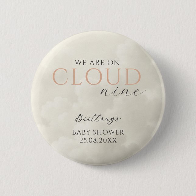 Cloud Nine White Clouds Baby Shower 6 Cm Round Badge (Front)