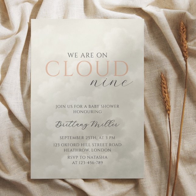 Cloud Nine White Clouds Baby Shower Invitation (Creator Uploaded)