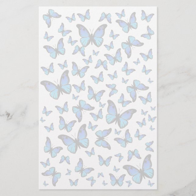 cloud of blue butterflies stationery (Front)