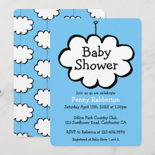 Cloud on a String Baby Shower Invite