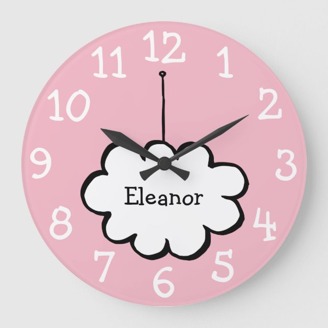 Cloud on a String Name Large Clock (Front)