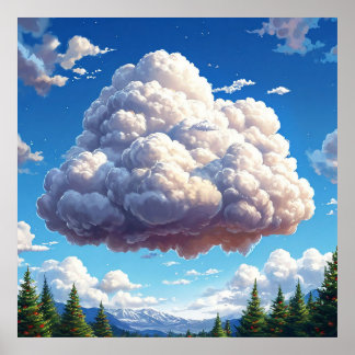 Cloud Over Scenic Mountain Landscape Poster
