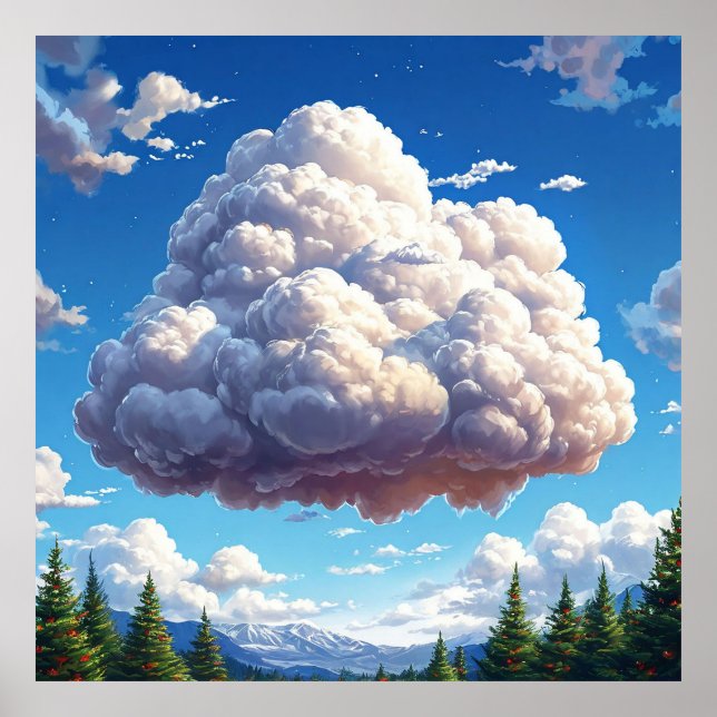 Cloud Over Scenic Mountain Landscape Poster (Front)