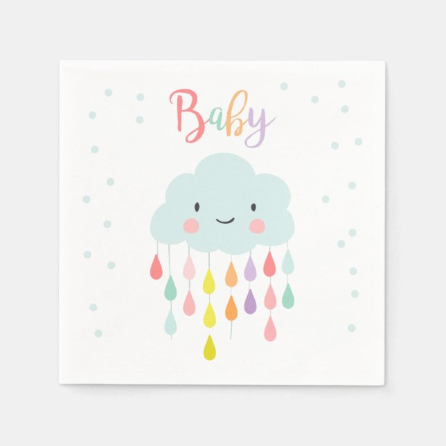 Cloud Paper Napkin Baby sprinkle Raindrops Shower (Front)