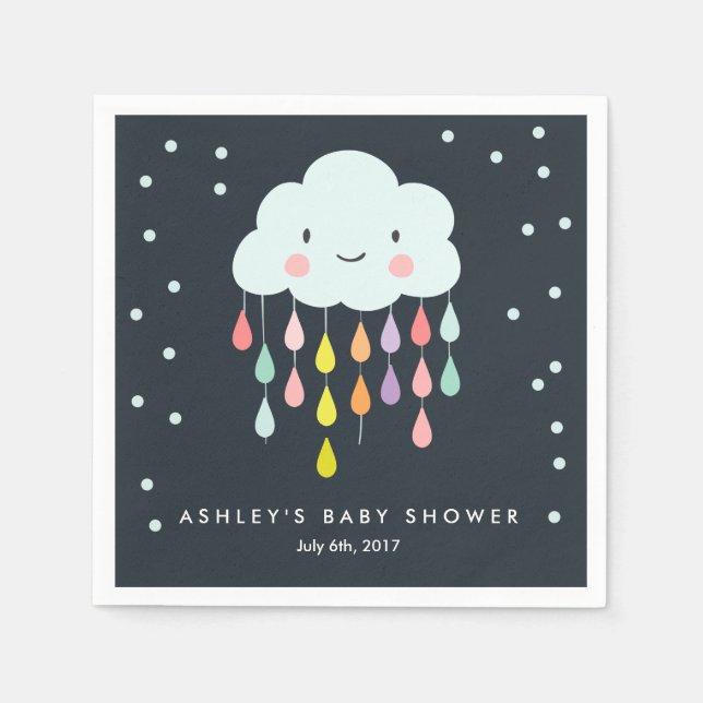 Cloud Paper Napkin Baby sprinkle Raindrops Shower (Front)