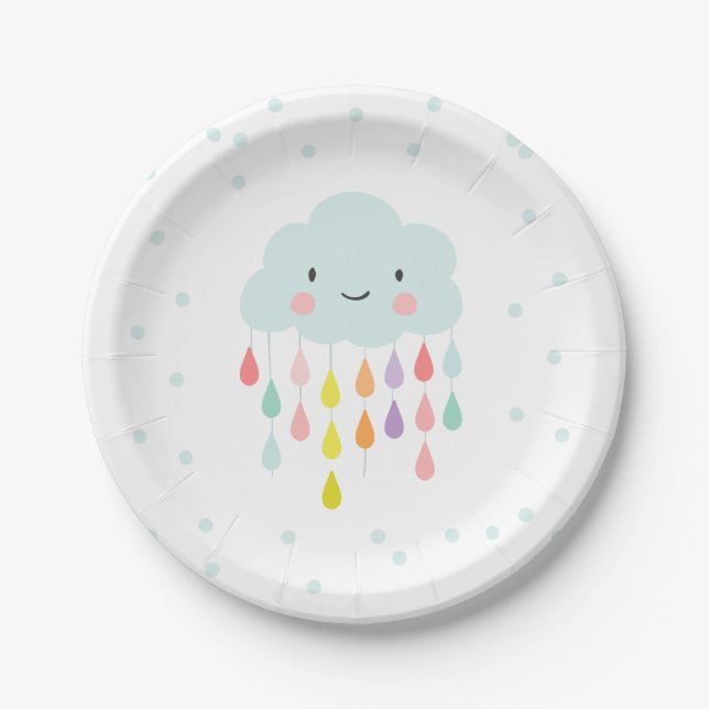 Cloud Paper Plates Baby shower Sprinkle neutral (Front)