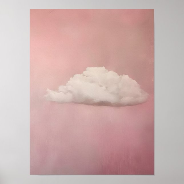 Cloud Print Moody Cloud Painting Pink Wall Art Pin (Front)