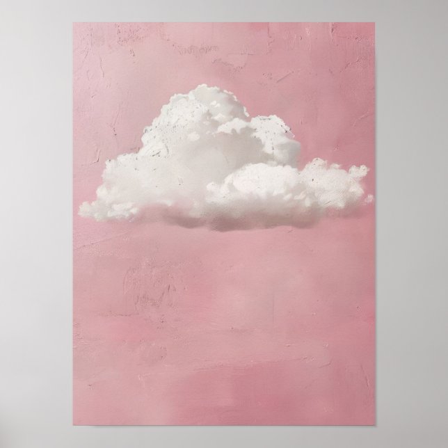 Cloud Print Moody Cloud Painting Pink Wall Art Pin (Front)