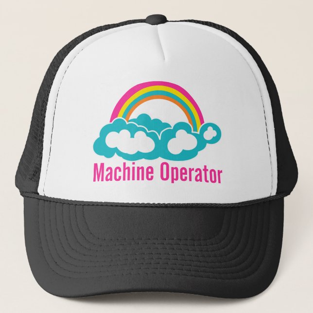 Cloud Rainbow Machine Operator Trucker Hat (Front)