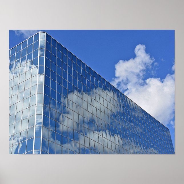 cloud reflection in glass skyscraper poster (Front)