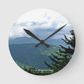 'Cloud Shadows' Mountains Landscape Photo Round Clock