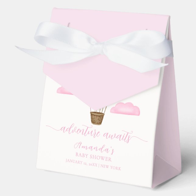 Cloud Star Rainbow Hot Air Balloon Baby Shower Favour Box (Front)