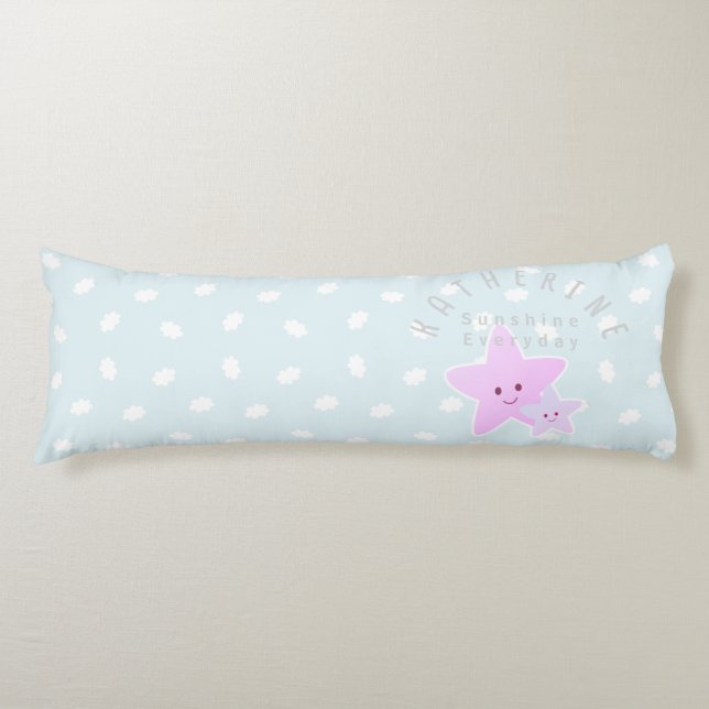 Cloud Stars Baby Pastel Blue Body Cushion (Front)