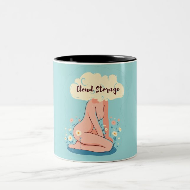 Cloud Storage Woman Two-Tone Coffee Mug (Center)