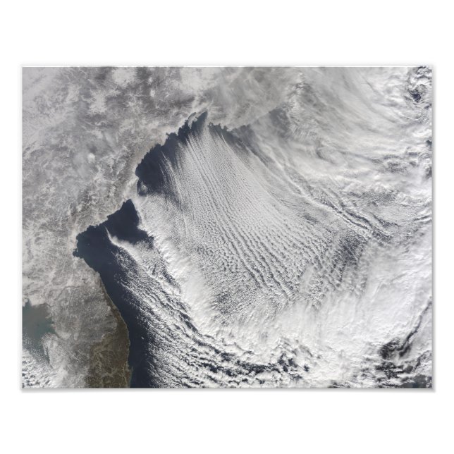 Cloud streets forming over the Sea of Japan Photo Print (Front)