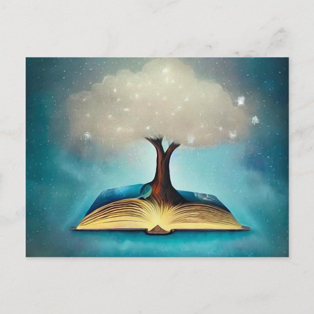 Cloud Tree & Open Book Postcard (Front)