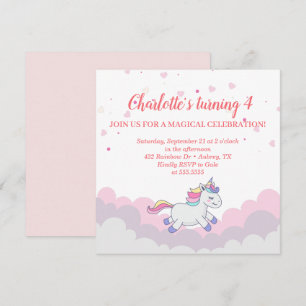 Cloud & Unicorn Girl Birthday Invitation