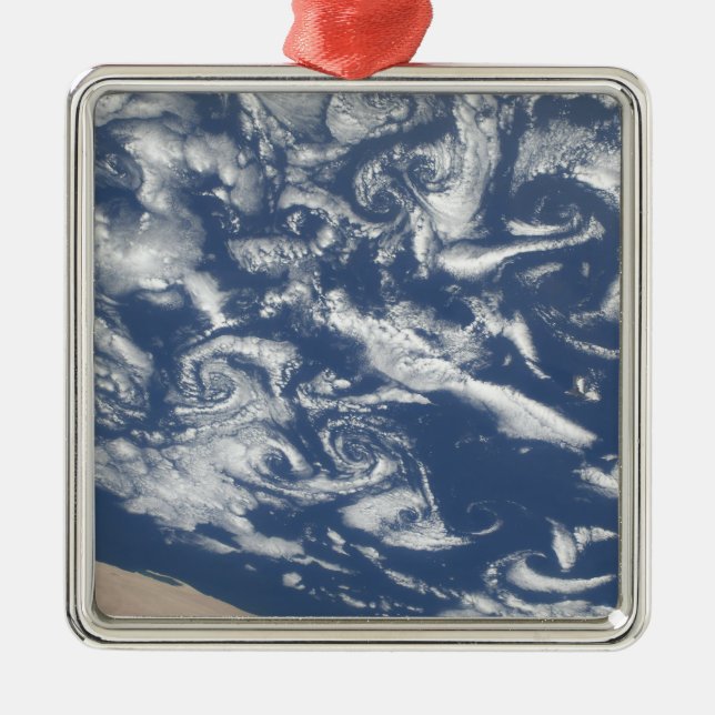 Cloud vortex streets off the coast metal ornament (Front)