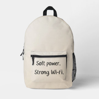 Cloud white and oat beige Gen quotes AI art  Printed Backpack