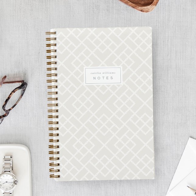 Cloud White | Coastal Bamboo Trellis Personalized Notebook (Creator Uploaded)