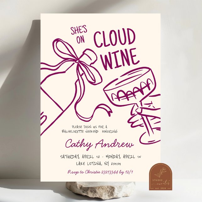 Cloud Wine Bachelorette Weekend Itinerary Invitation (Creator Uploaded)