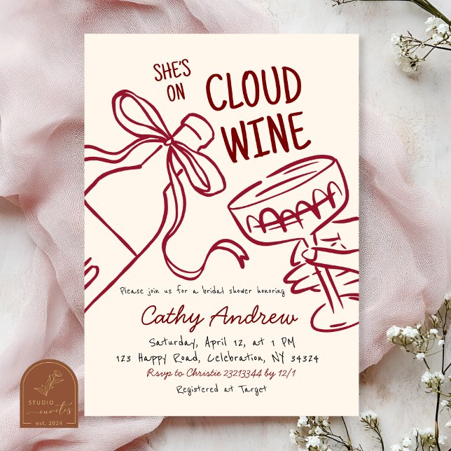 Cloud Wine Bridal Shower Invitation (Creator Uploaded)