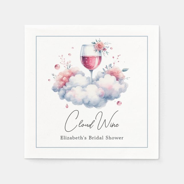Cloud Wine Bridal Shower Napkin (Front)