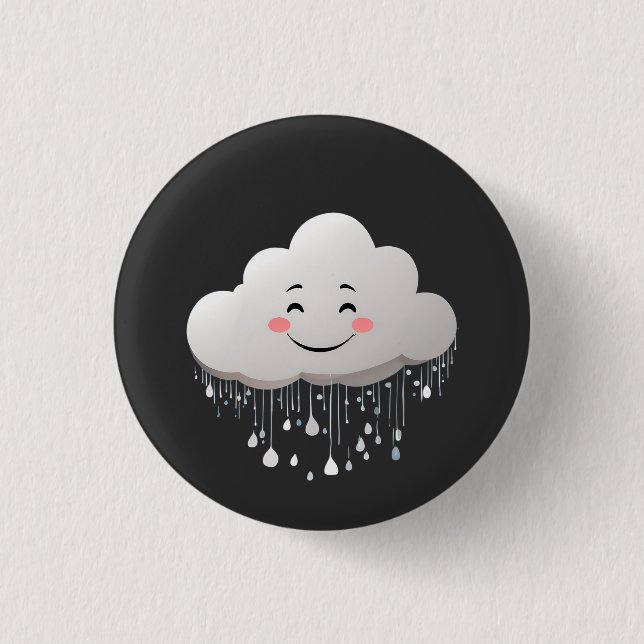 cloud with rain drops 3 cm round badge (Front)