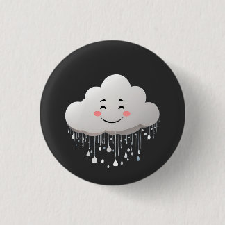 cloud with rain drops 3 cm round badge