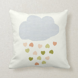 cloud with rain hearts nursery pillow