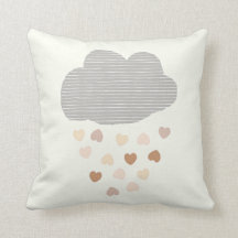 Cloud with rain hearts nursery pillow