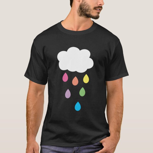 Cloud With Rainbow Raindrops Tshirt (Front)