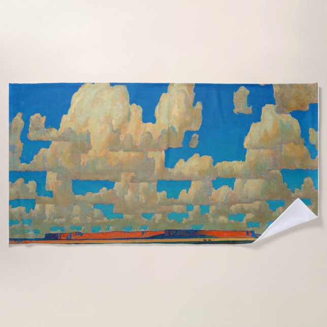 Cloud World by Maynard Dixon Beach Towel (Front)