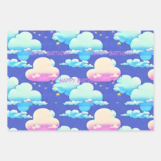 Cloud Wrapping paper, customise saying on sheet. Wrapping Paper Sheet (Front)