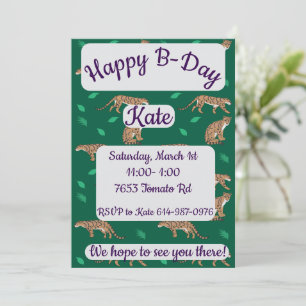 Clouded Leopard Happy Birthday Invitation