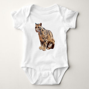 clouded leopard photograph jungle big cat animal   baby bodysuit