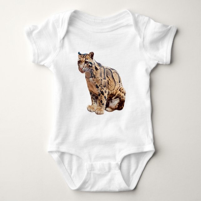 clouded leopard photograph jungle big cat animal   baby bodysuit (Front)