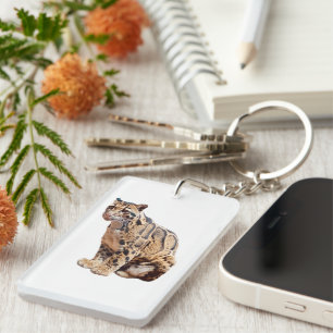 clouded leopard photograph jungle big cat animal key ring