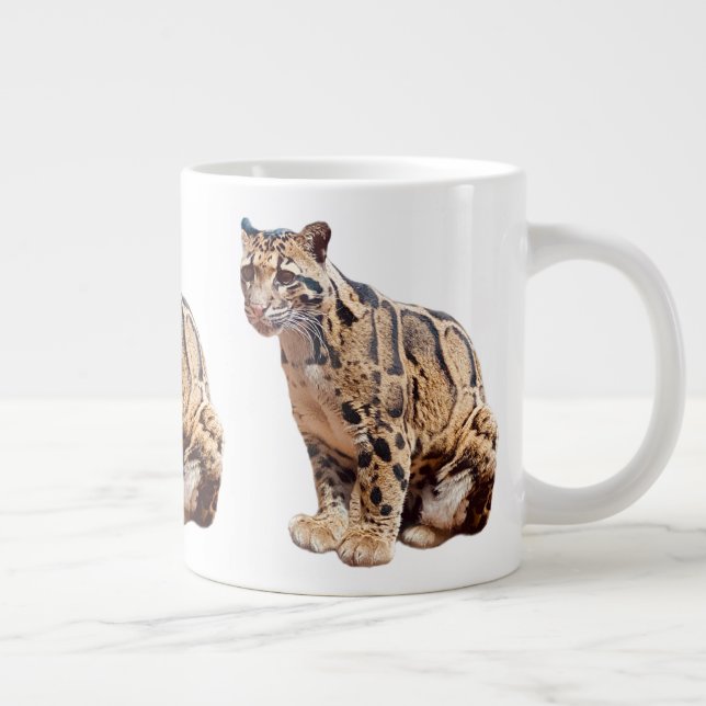 clouded leopard photograph jungle big cat animal   large coffee mug (Right)